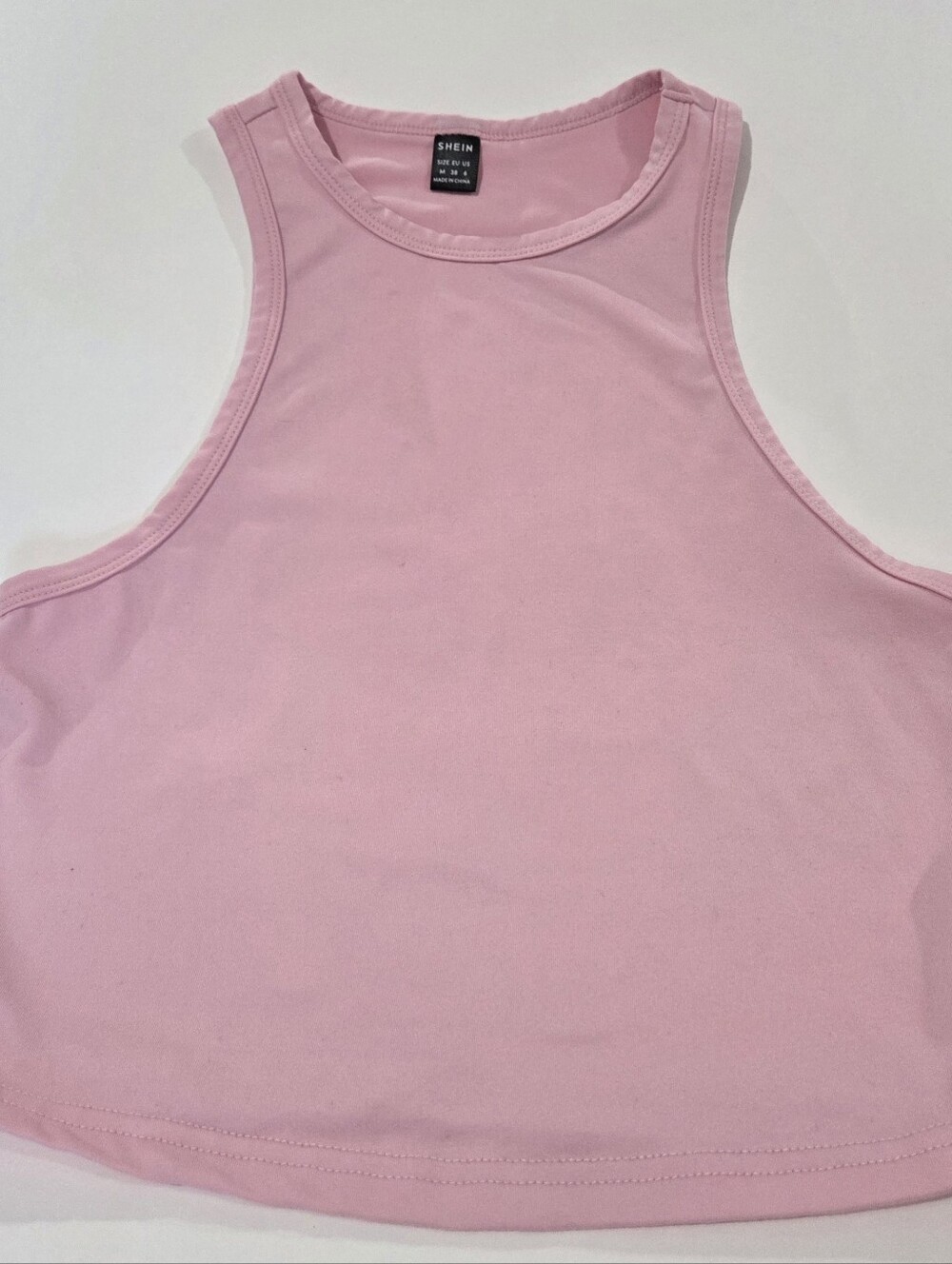 SHEIN Pink Solid Crew Neck Sleeveless Cropped Tank Top Women’s Size M